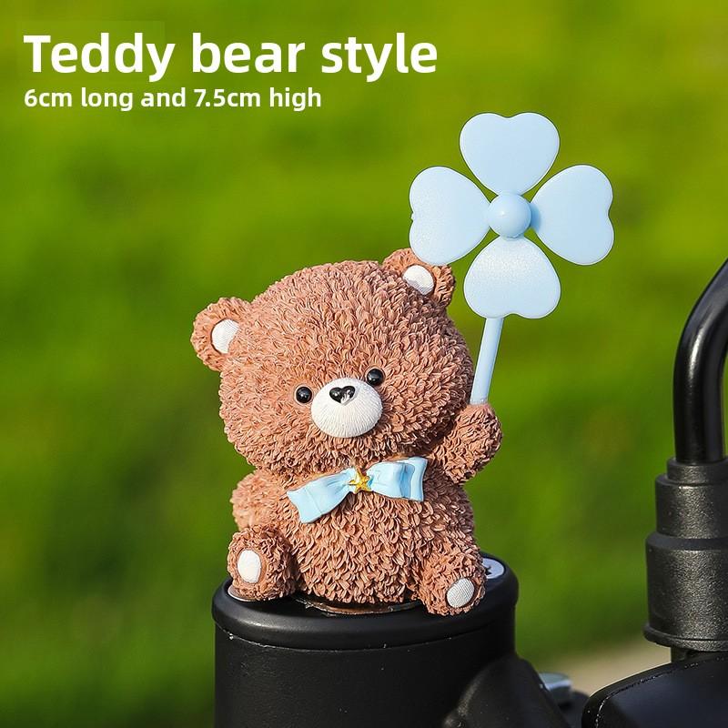 Car-mounted Cute Windmill Amusement Park Electric Vehicle Figurine Creative Resin Doll Rotating Windmill Decorative Item Figurine Bear style