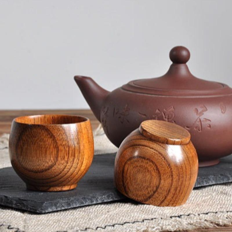 Creative Wooden Cup Japanese-style Small Teacup Anti-scalding Tea Set Tea Cup Household Solid Belly Cups Household Tableware