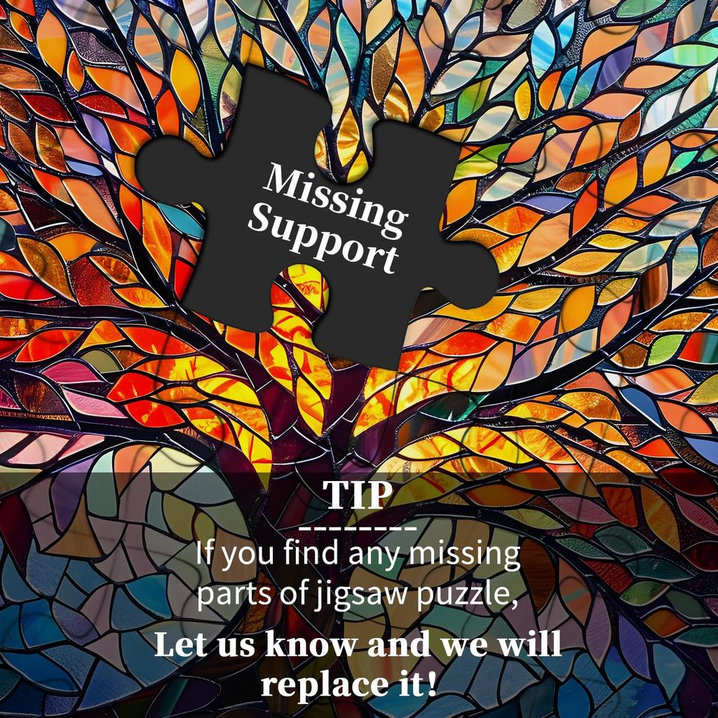 PICKFORU Stained Glass Puzzle, Tree of Life Puzzle for Adults, 1000 Pieces, Impossible Hard, Challenging Puzzle for Adults, Colorful Mosaic Tree of