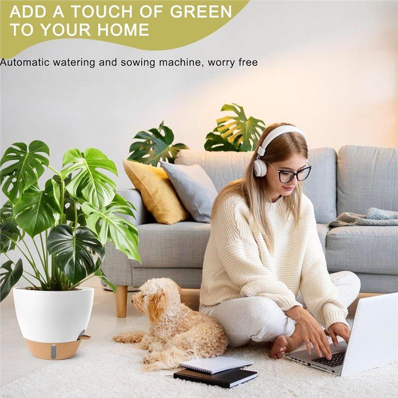 M-Modern-Large Plastic Plant Pots Self-Watering Flower Pots,12/10/9/8 Inch Indoor Outdoor With Drainage Holes, Deep Reservoir