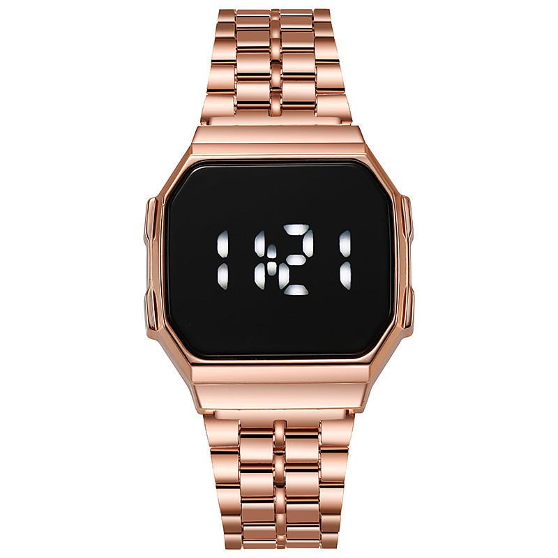 F91 Metal Band Touch Screen Led Digital Watch For Women Casual Fashion