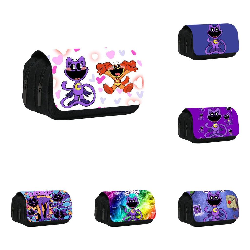 Astuccio Doppio Scomparto Critters Sorridenti in Materiale di Nylon per Studenti e Bambini