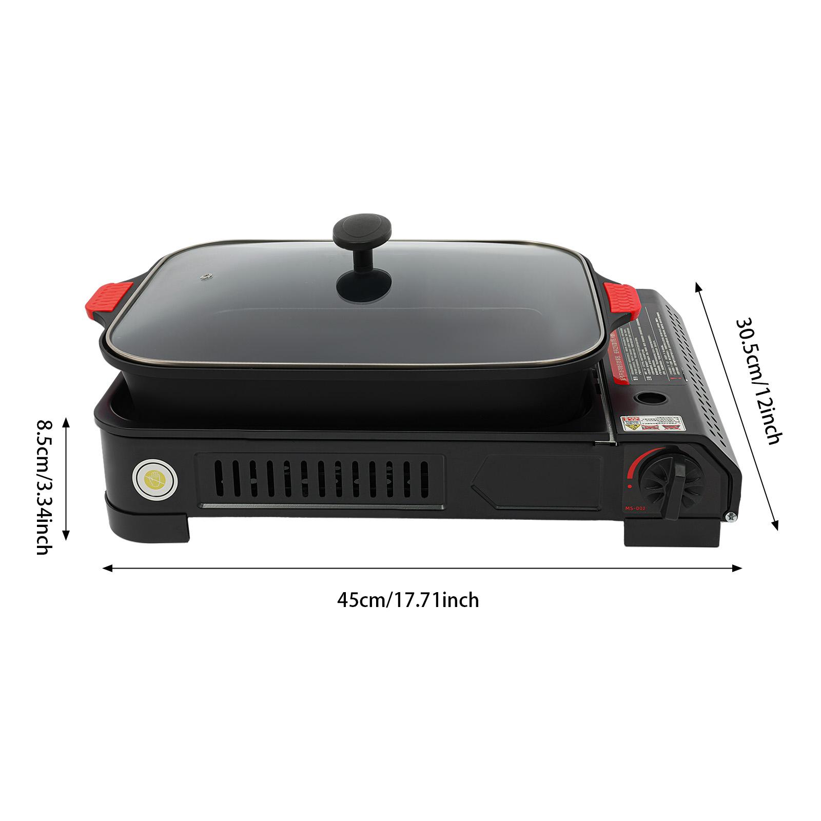 

Portable Butane Gas Camping Stove with Grill Pan & Lid - 2.1KW Instant Ignition for Patio/Camping/Home Cooking