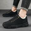 Winter Boots Man Velvet Warm Plush Shoes Casual Platform Snow Boots Fashion Low-top PU Leather Cotton Men's Shoes Ankle Booties