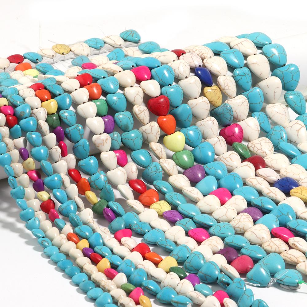 1 Strand Heart Shape Turquoise Beads Colorful Natural Stone Beads For Jewelry Making Spacer Beads DIY Bracelet Necklace Handmade