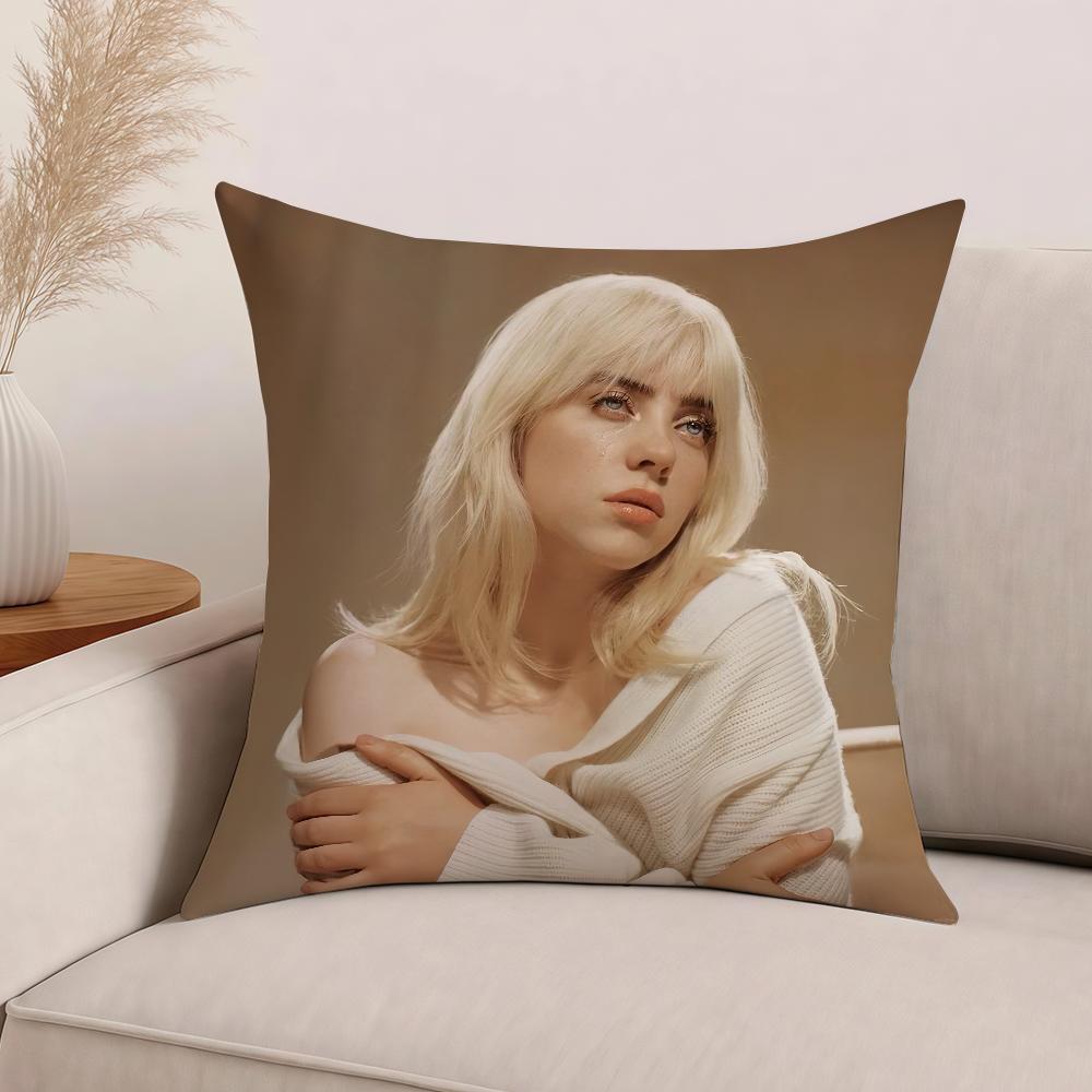 Singer B-Billie E-Eilish Hit Me Hard And Soft Pillow Case Office Cushions Suitable For Sofa Car Bedroom Decorative Cushion Cover