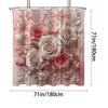 1PC 3D floral pattern printed shower curtain, with 12 hooks, suitable for bathroom showers, bathtub, home use