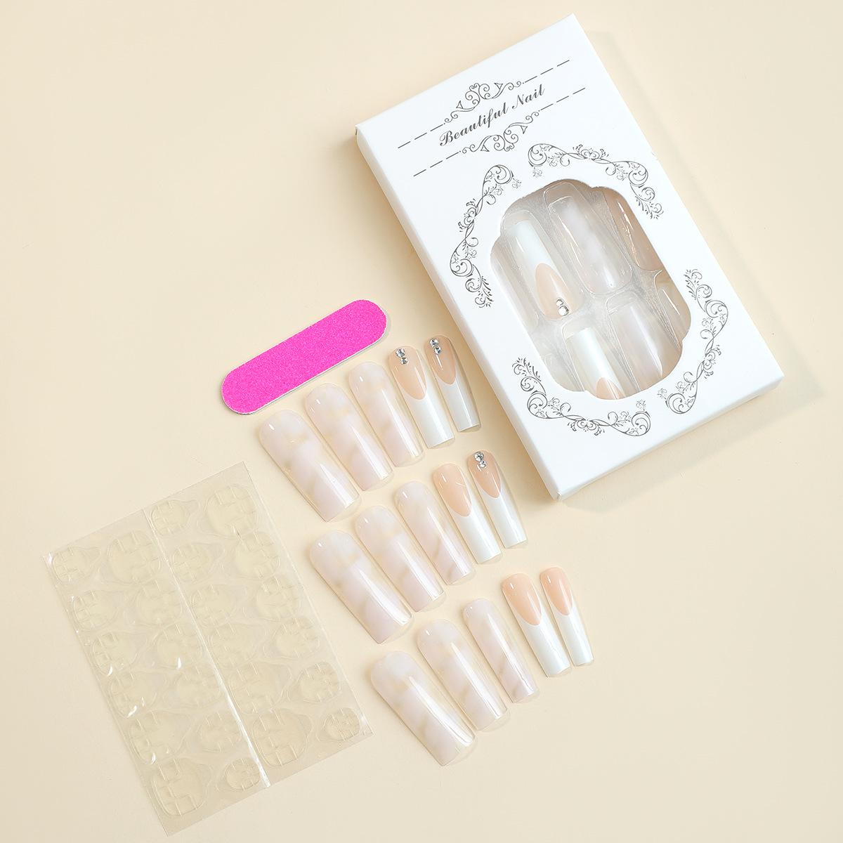 

Аврора Прямоугольные Французские Длинные Накладные Ногти