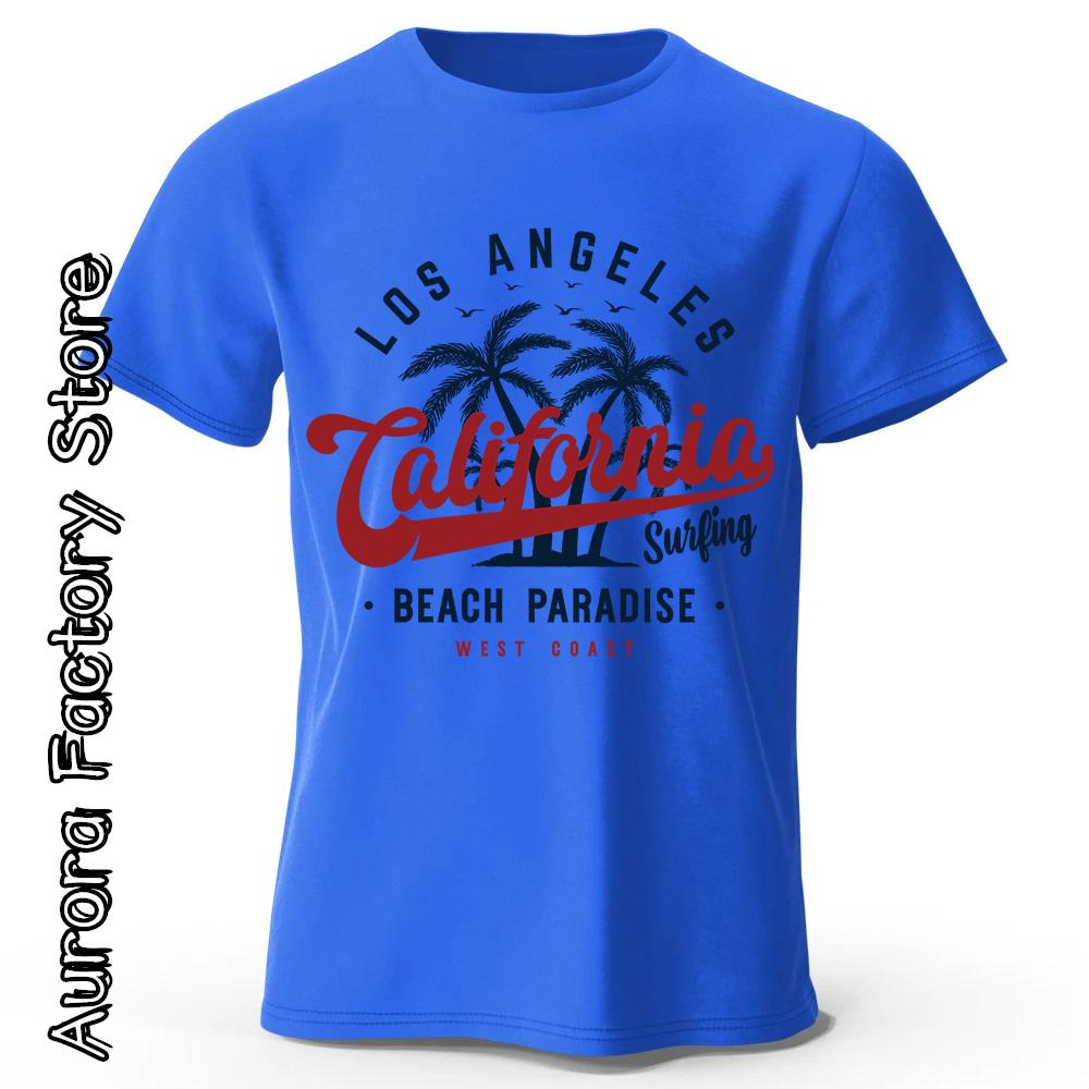 Summer Men Cotton T-Shirt CALIFORNIA Printing Tops Tees Male Fashion Beach Camiseta Short Sleeve Clothing Harajuku Streetwear