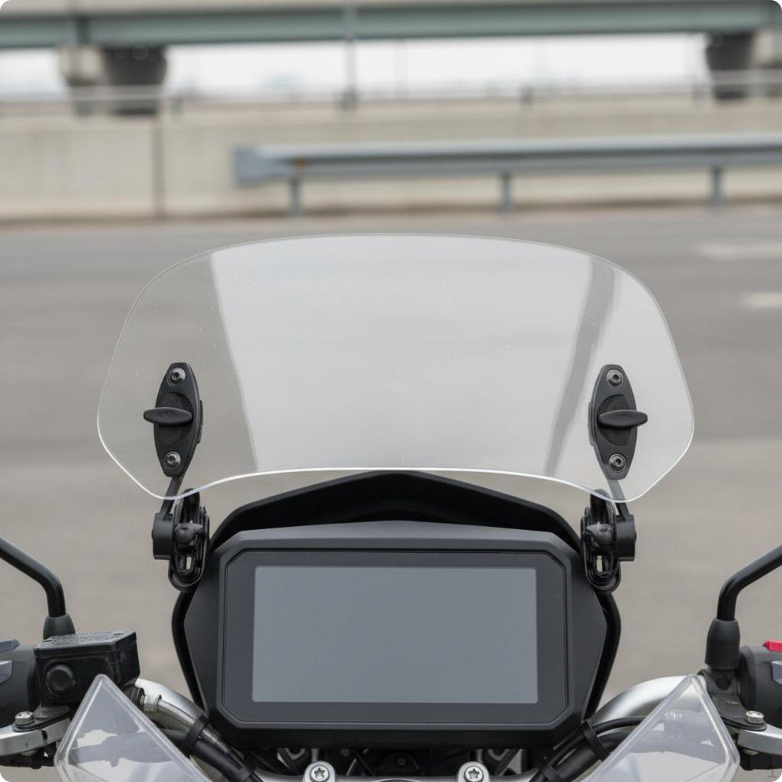 Adjustable Motorcycle Windshield Transparent Raised Front Wind Protection 28CM Clear