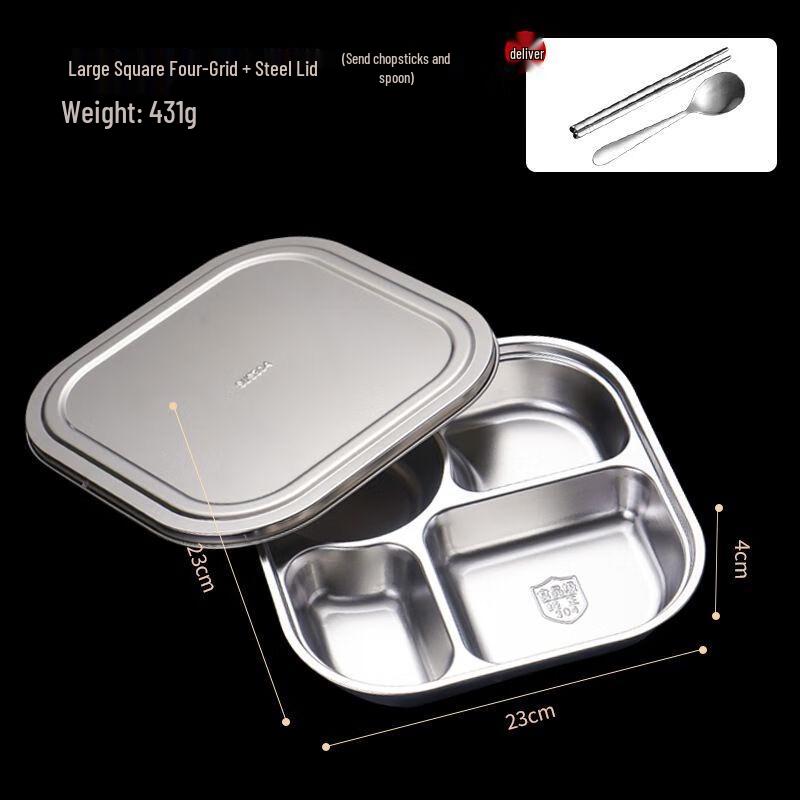 Adult 304 Stainless Steel Divided Lunch Tray