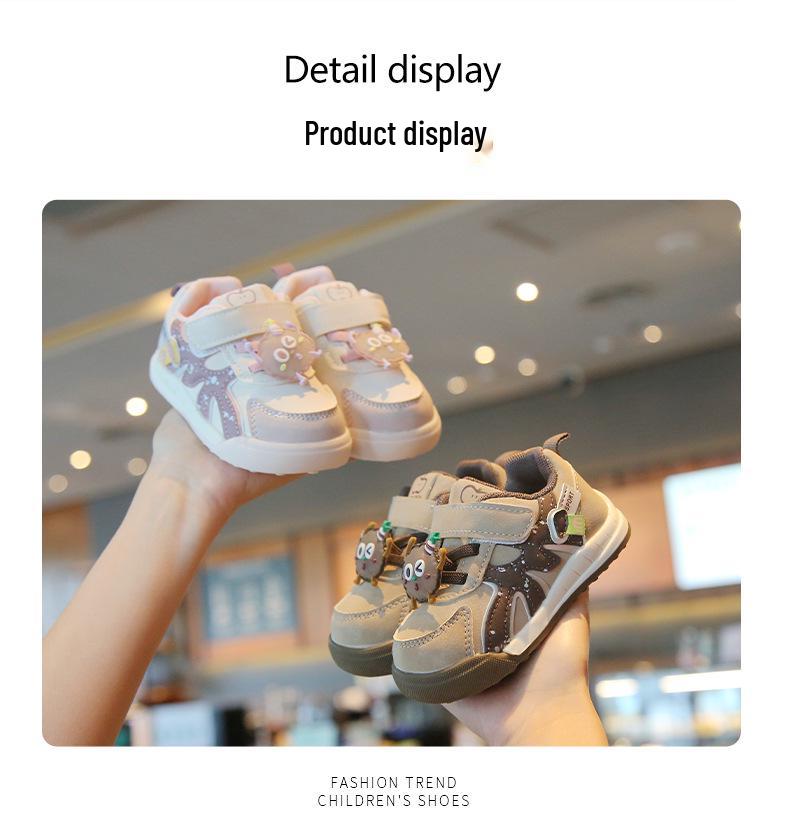 Baby Non-Slip Soft Sole Shoes - Spring/Autumn, Anti-Kick, Magic Tape, Cartoon Design for Boys and Girls