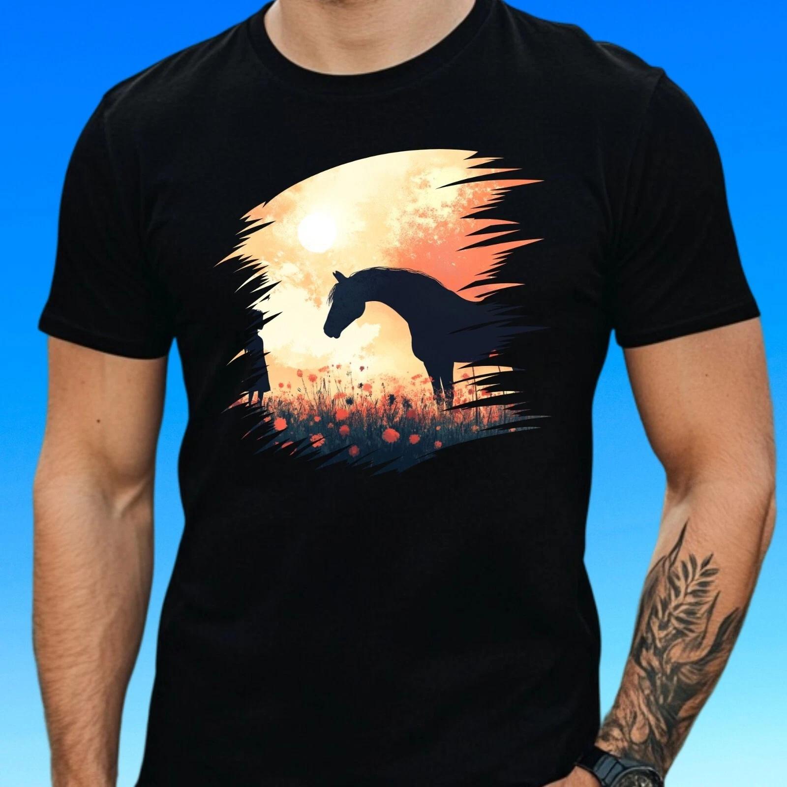 T-Shirt Herren Mädchen mit Pferd Motiv Baumwolle Größe S bis 5XL XXXL