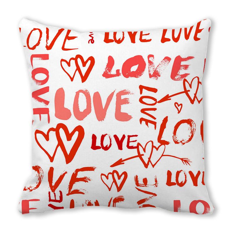 Home Decor Valentine Love Phrases Cushion Cover Decor Pattern Cushion Cover Suitable for Sofa Bedroom Car Pillow Cover