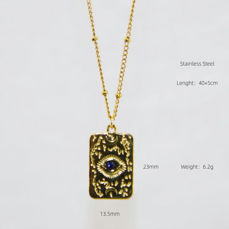 Collana a Pendente in Acciaio Inossidabile e Oro 18K con Charms a Cuore, Stella e Croce con Diamanti