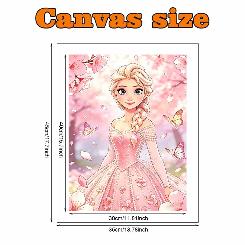 Disney Pearl Painting Frozen Elsa Pink Pearl Dress Handmade DIY Pearl Gemstone Painting Pictures Crafts Special Shape Home Wall Decoration