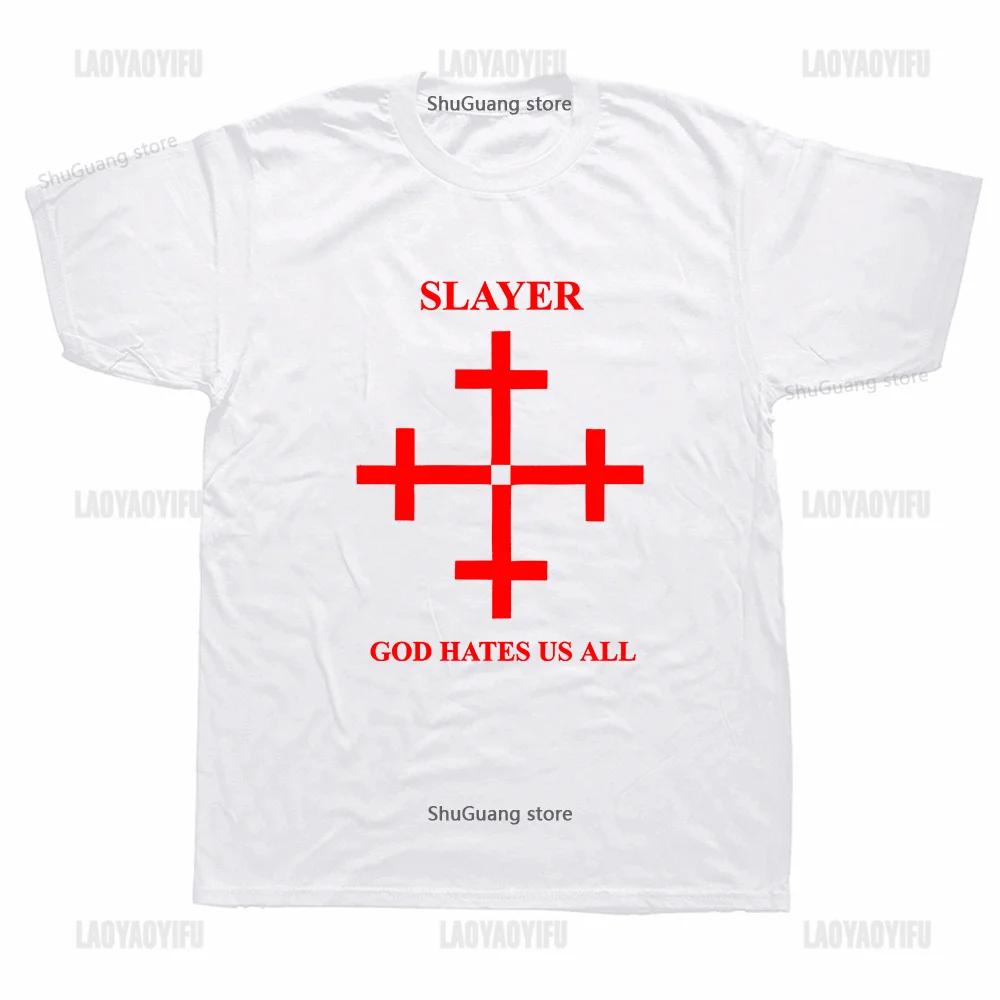 Fashion Slayers Metal  T Shirt God Hates Us All Unisex Men Women T Shirt Short Sleeve Cotton T-shirt Graphic T Shirts