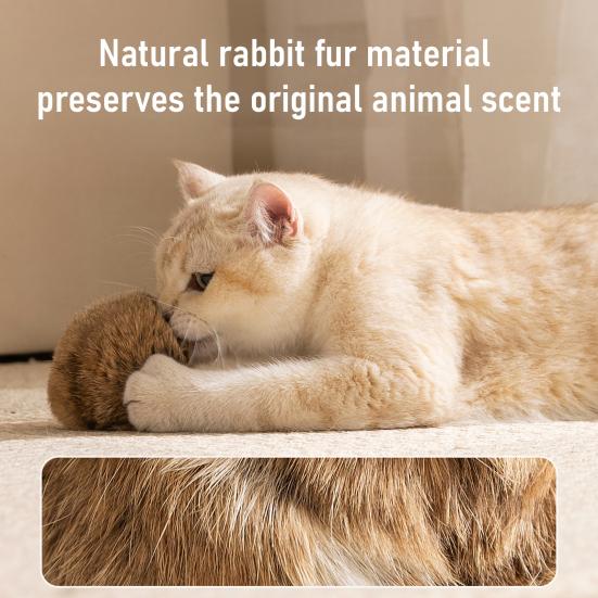 2Pcs Furry Ball Cat Toys Faux Rabbit Fur Cat Kicker Toys Natural Gall Fruit