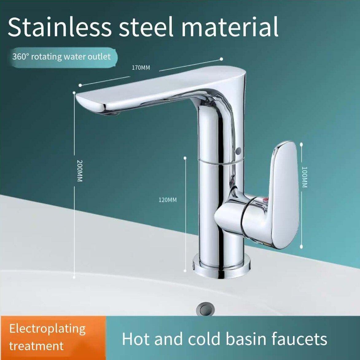 Modern Single Lever Brass Faucet Polished Surface Thermostatic Deck Mounted Basin Tap Diverter Valve Rain Spray Single Handle (as the picture,Chrome)