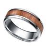 Men 8mm Retro Titamium and Wood Inlay Stainless Wedding Band Hand Accessories
