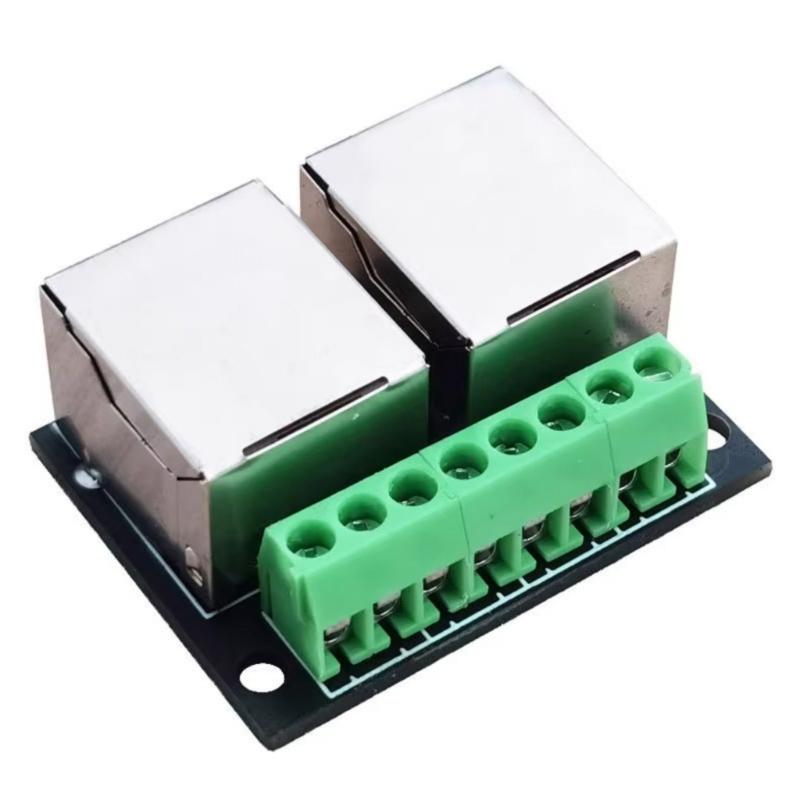 RJ45 Ethernet Double Female Terminal Board 3.5mm Pitching 8Pin RJ45 Screw Connector Networking Adapter Terminal