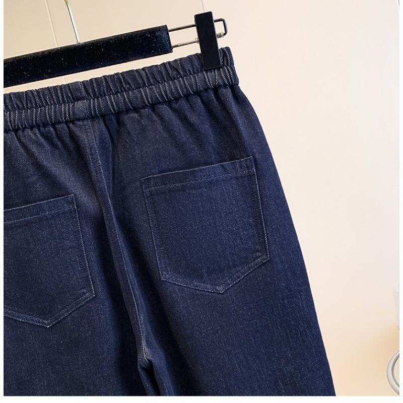 DIMANAF 2025 Autumn Winter Plus Size Jeans New Women Blue Vintage Cotton Denim Long Pants Thicken Flocking