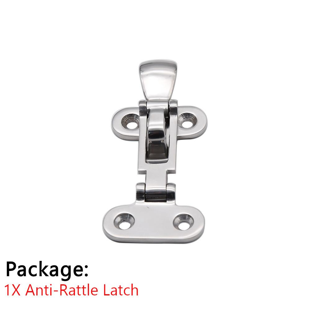 Marine Hardware 316 Stainless Steel Anti-Rattle Latch +1 Pair Hinges Boat Door Strap Hinge Boat Locker Hatch Anti-Rattle Latches 1X Anti-Rattle Latch