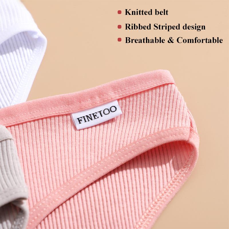 4Pcs Cotton Striped Underwear Women's V Waist Panties Sexy Breathable Plus Size Briefs Ladies Low Waist Comfort Lingerie M-XXL