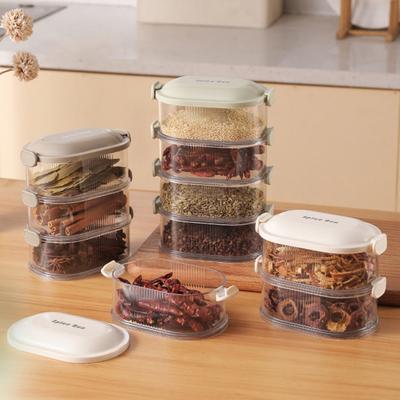 Single Dual Layer Stackable Seasoning Box Strong Seal Watertight Space-Saving Spice Jar Stackable Food Sealing Box