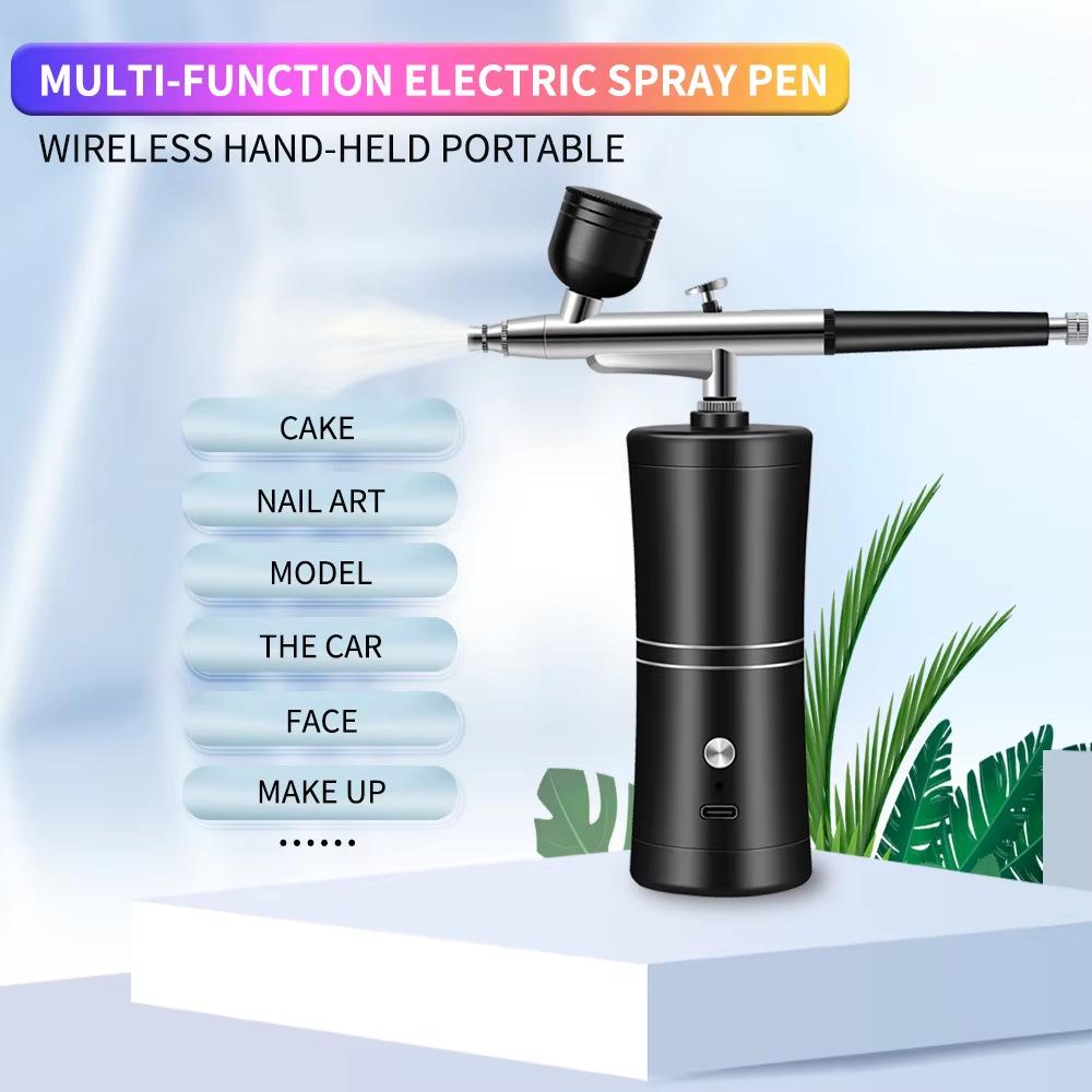 Portable Rechargeable Airbrush for Nail Art, Model Coloring, Spray Paint, and Hydration - Mini Spray Gun.