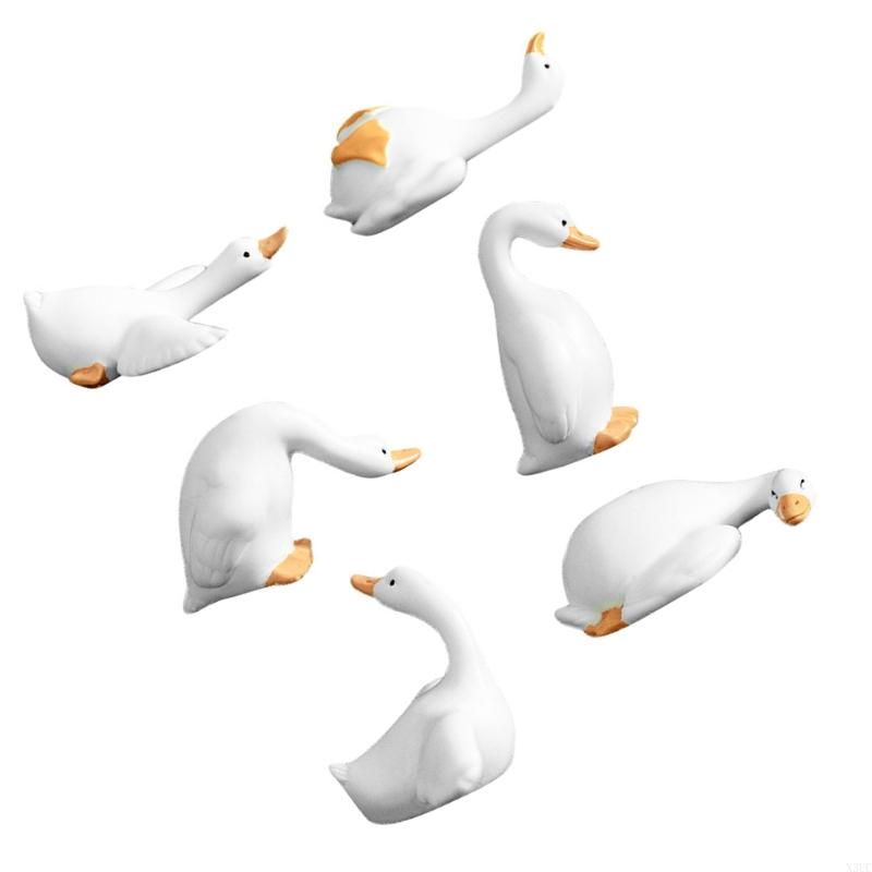 

6PCS Geese Figurines Resin Desktop Creative Mini Landscape Decoration X3UC CN