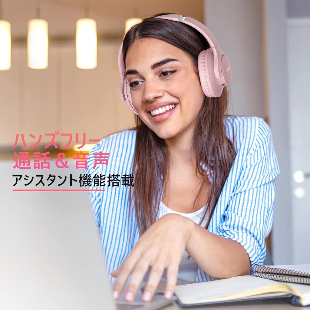 Kvidio Wireless Bluetooth Headphones   Foldable With Microphone   Pink   65h Mpn