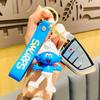 Adorable Smurfs Silicone Keychain Cute Cartoon Blue Papa Keyring Bag Charm