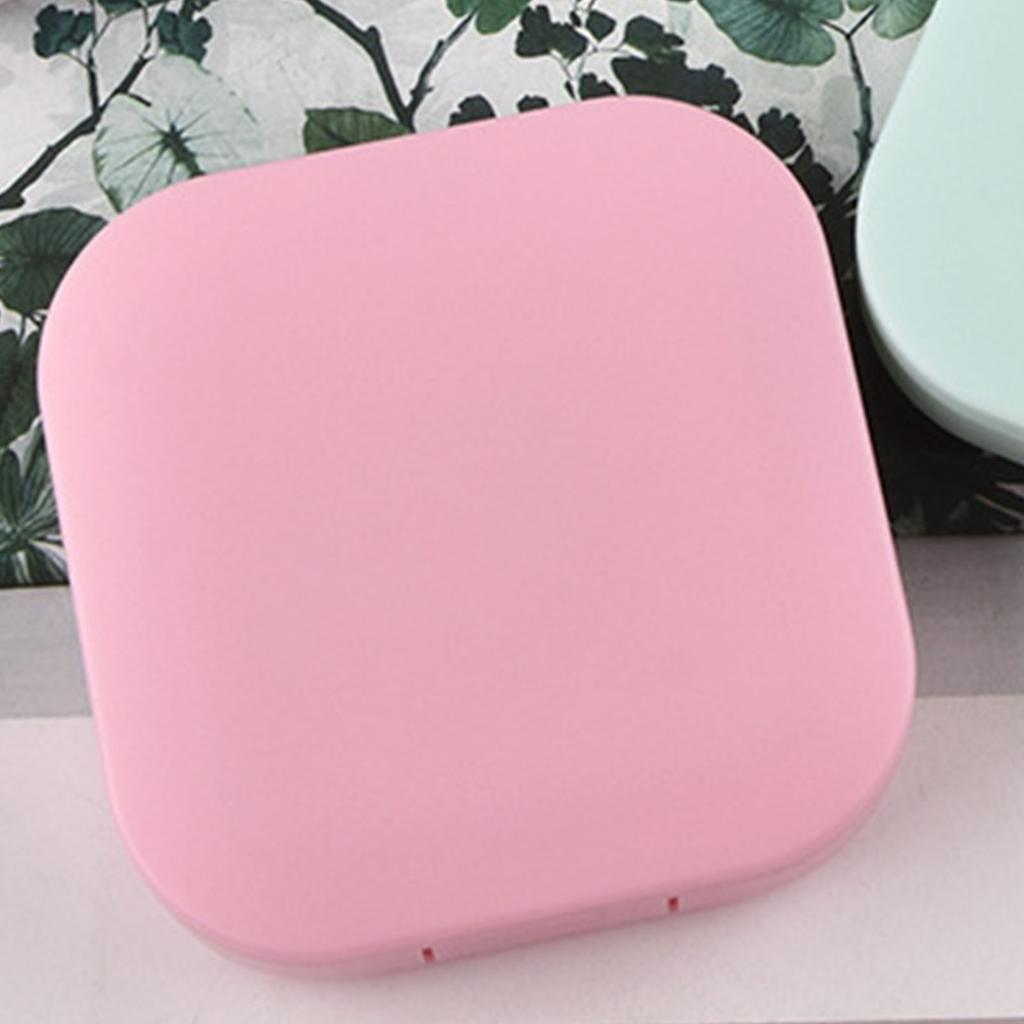 Contact Lens Box Plastic Leakage Proof Dustproof Portable Square Contact Lens Case Pink