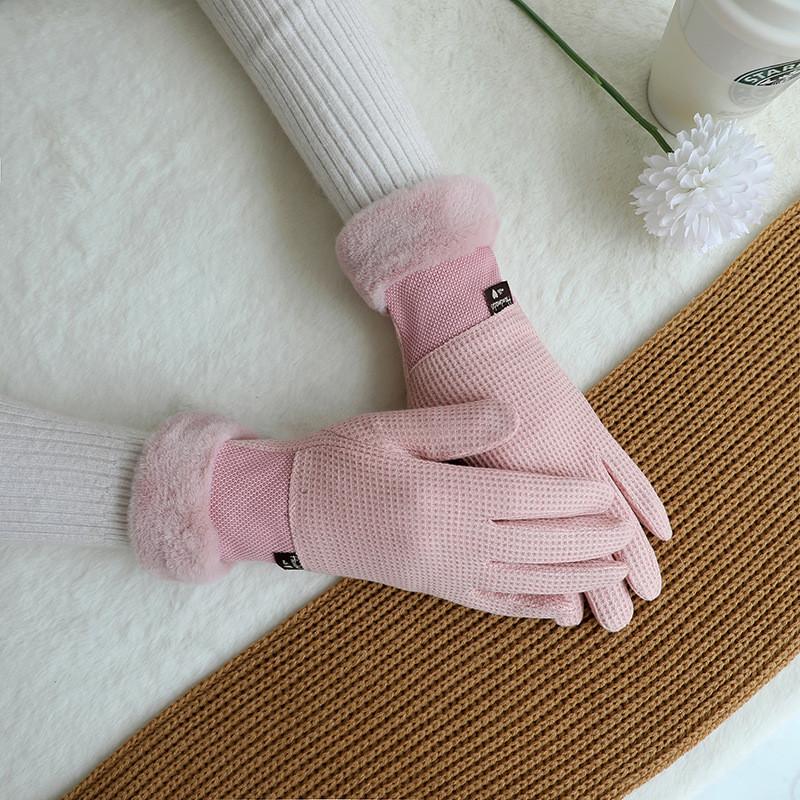 Snowflake Flannel Warm Gloves For Women With Touchscreen Functionality For Commuting