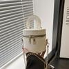 Double zipper mini chain fashionable personality simple trend portable shoulder crossbody cylinder women's bag