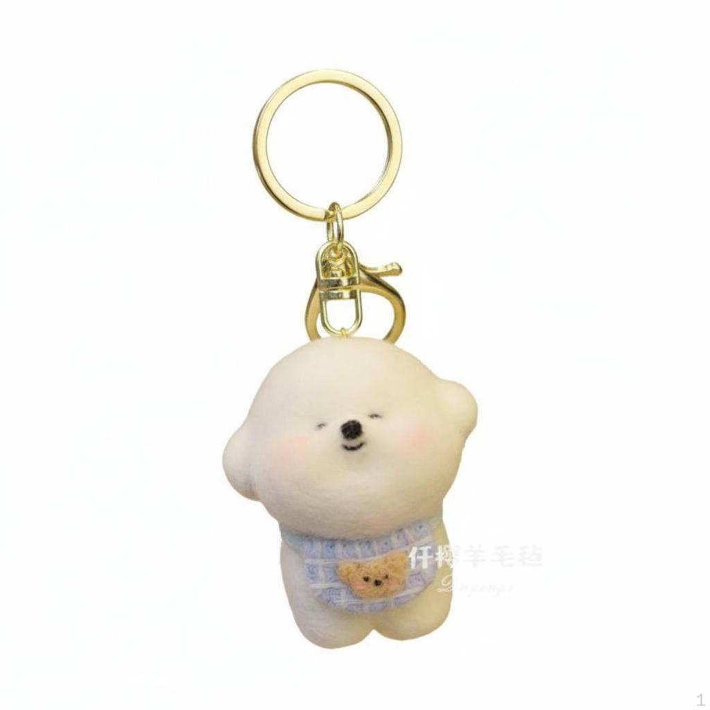 Wool Felt DIY Kit, Shiba Inu Dog Handmade Plush Decor, Gift for Pet Lovers Bichon+Keychain