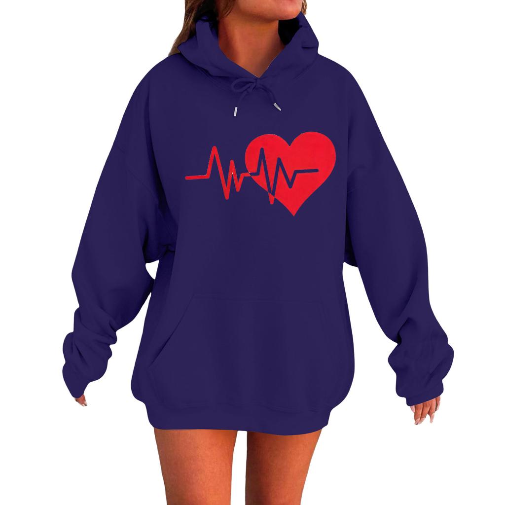 Damen Locker Bequem Lässig Modisch Liebe Aufdruck Langarm Sweatshirt