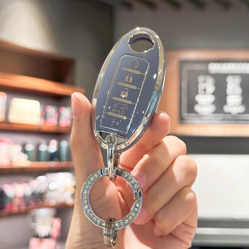 Etui na kluczyk z błyszczącą smyczą do Nissan Altima Sentra Maxima Rogue Armada Pathfinder Versa Smart Key 5-przyciskowy