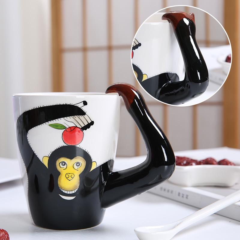 3D Zebra Handle Ceramic Coffee Cup - Unique Animal Gift Cup