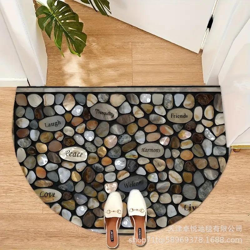 Eingangsmatte Halbkreisförmig Retro Fußmatte Staubdicht und Rutschfest Eingangsteppich