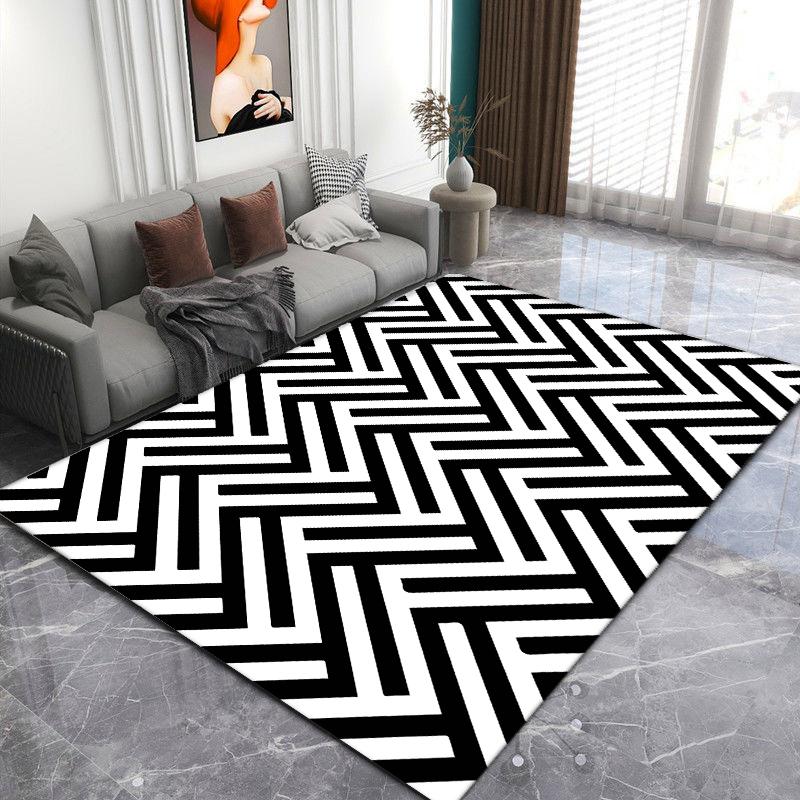 Nordic Black White Simple Style Carpets for Living Room Soft Washable Non-slip Large Area Rugs for Bedroom Decoration Home Mat