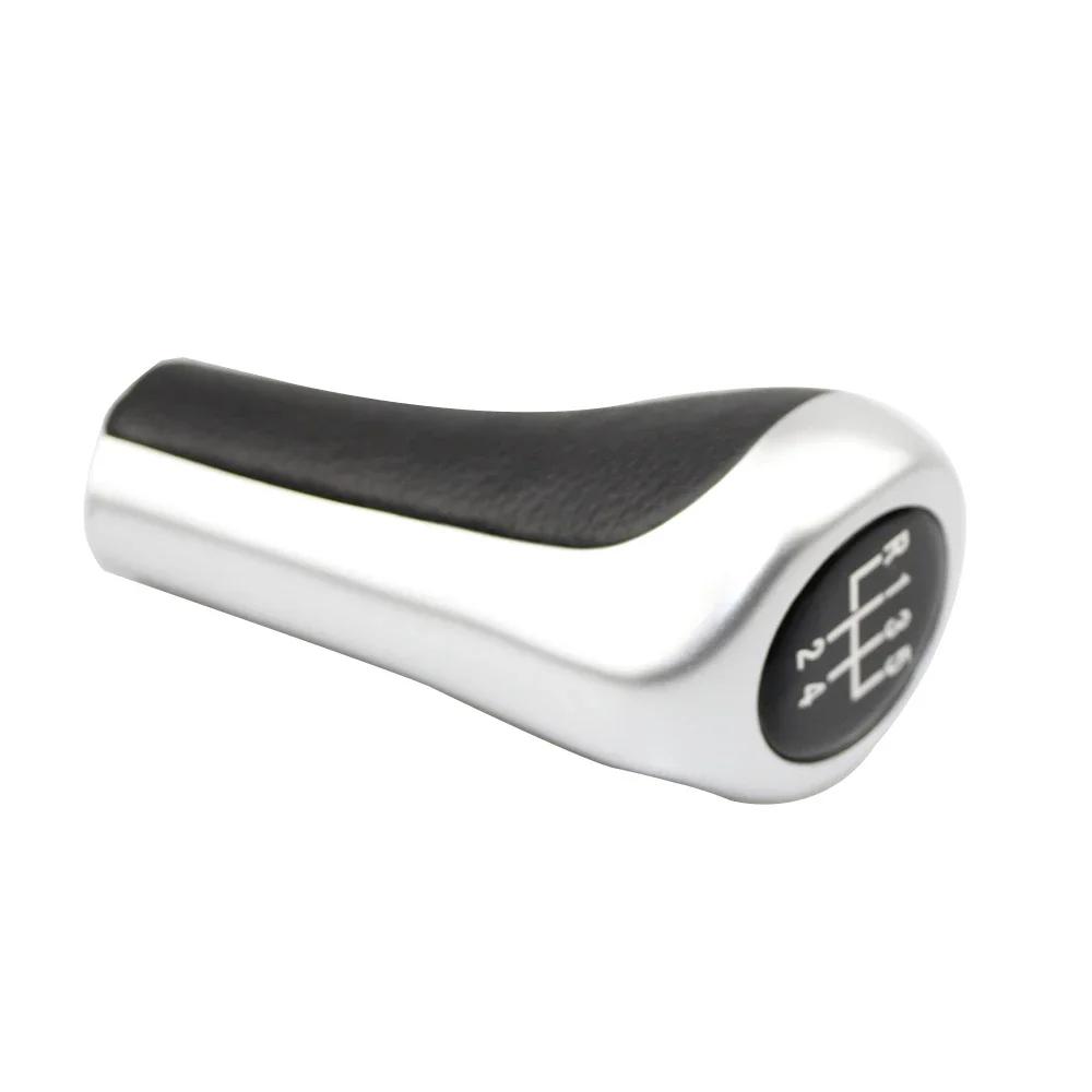 Car 5 6 Speed Leather Gear Stick Silver Shift Knob For BMW 1 3 5 6 Series E46 E53 E60 E61 E63 E81 E82 E83 E84 E87 E90 E91 E92