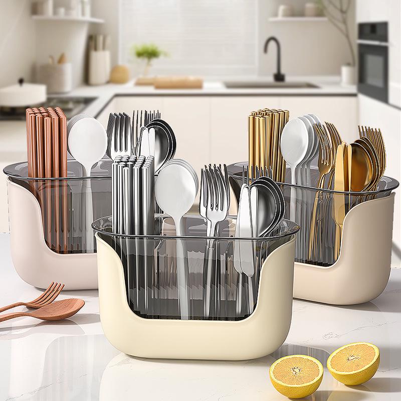 2024 Multifunctional Chopstick Holder: Thickened, Large Capacity with Quick Draining, Divided Storage.