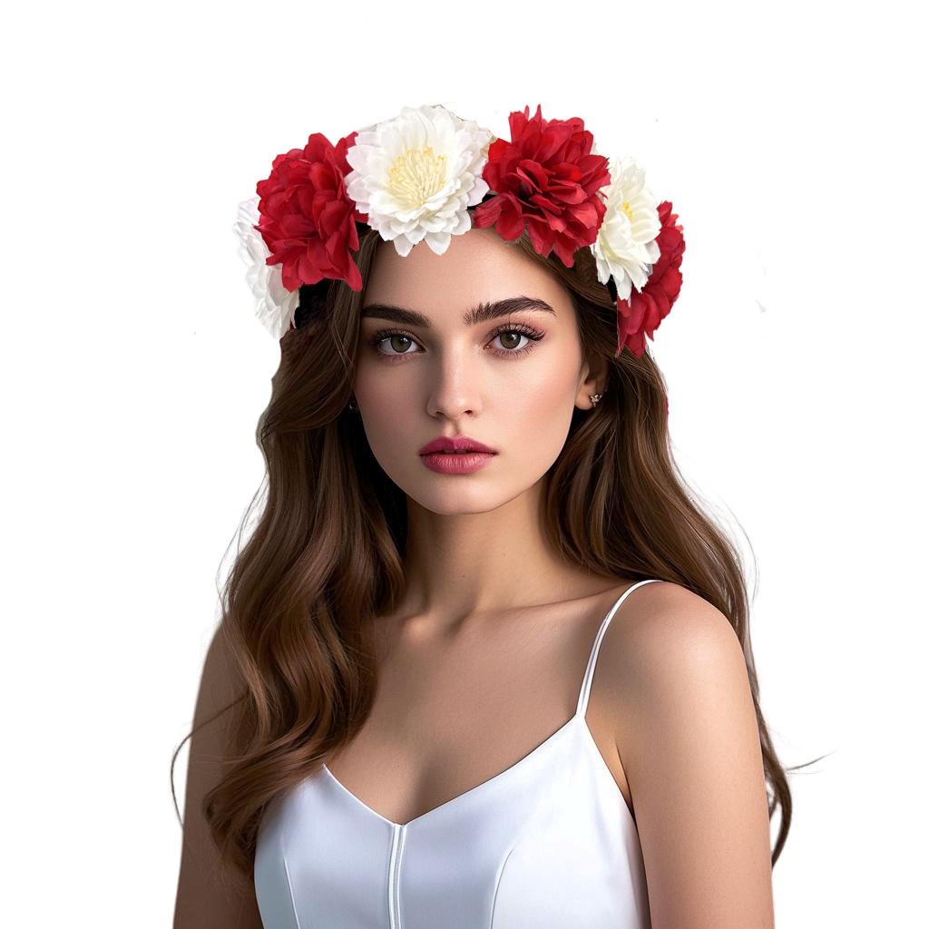Fascia per capelli con fermaglio per capelli a forma di fiore simulato per primavera ed estate, camelia rossa e bianca, copricapo per matrimonio, festival, festa, fiore per capelli, accessori per capelli