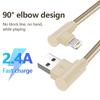 90 Degree USB Lightning Cable Cord Game Wire for 14 13 12 11 X XS XR XS Max 8 7 SE Ipad Fast Charging 3m