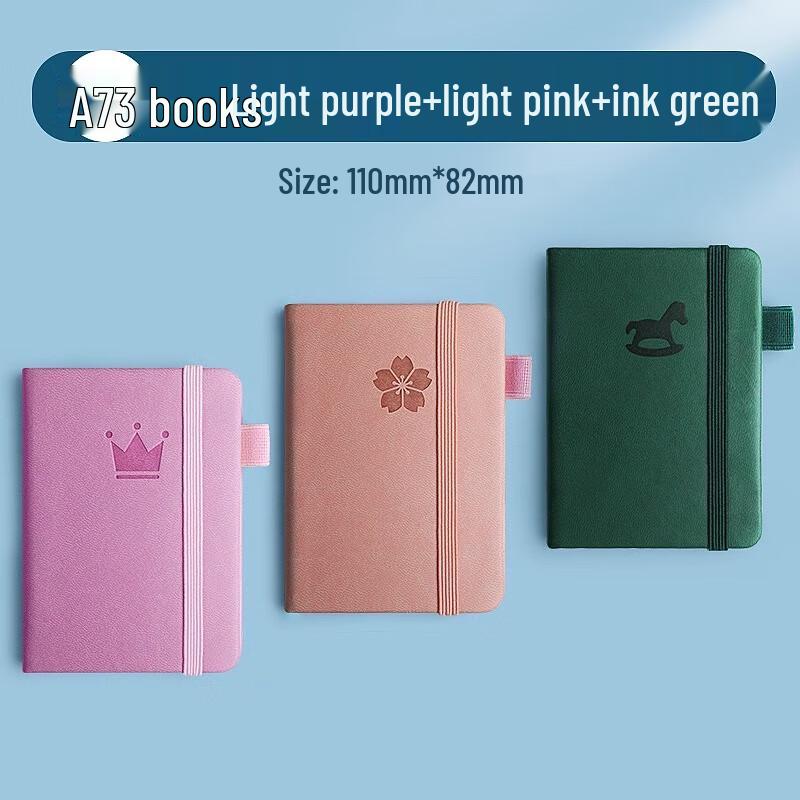 Reversal A7 Mini Retro Pocket Leather Notebook светло-розовый/темно-зеленый