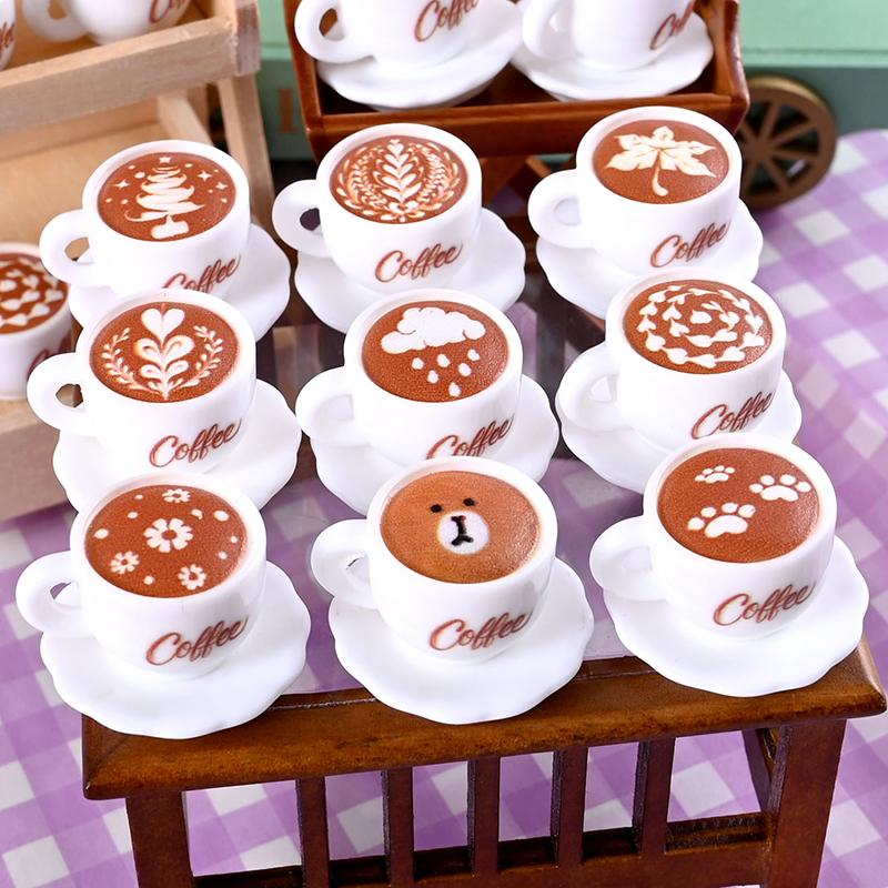 10Pcs Dollhouse Diy Accessories Resin Kawaii Simulation Mini Coffee Cup For Miniature Kitchen Craft Food Toy