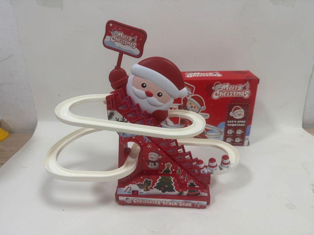 Electric Track Stair Climbing Santa Light and Music Toy for Kids