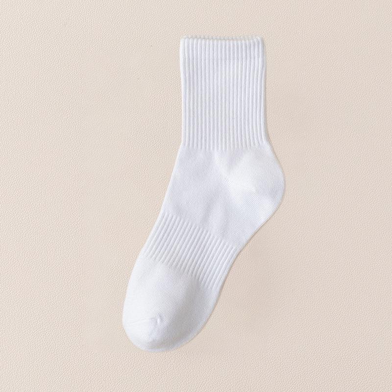 Męskie bawełniane skarpetki sportowe do połowy łydki, czarno-białe, na wiosnę/lato, modny długi styl ze ściągaczem